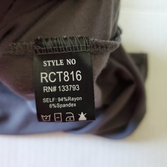 POL Long Tunic V- Neck Charcoal Gray Rayon Spandex Blend Short Sleeve Medium - Picture 9 of 13